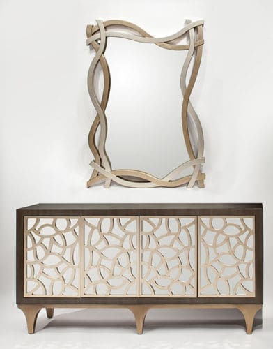 Silver Champagne Console Cabinet