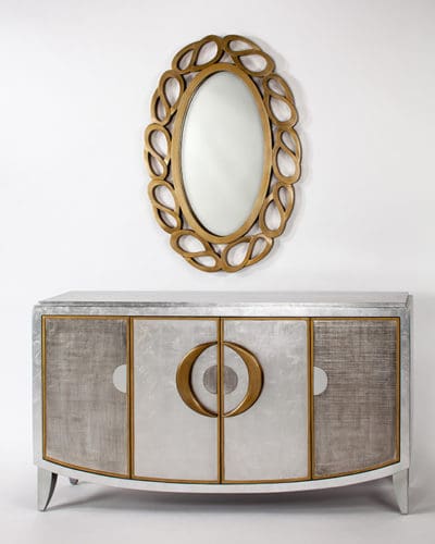 Worn Dark Silver Console Cabinet